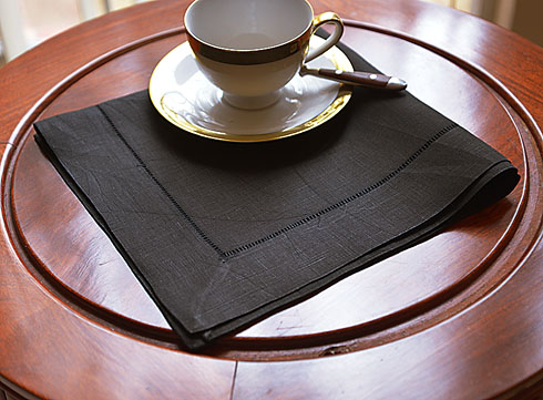 Linen Napkin Black Linen Napkin. Hemstitch. 20" napkin.(1 piece)